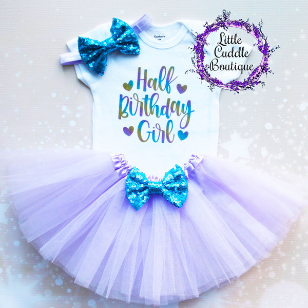 blue dress for baby girl It's My Half Birthday Baby Tutu Outfit-Little Cuddle Boutique