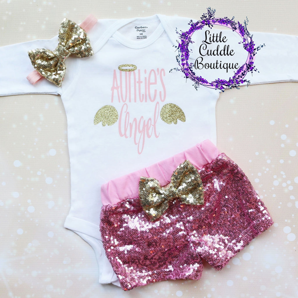 Auntie's Angel Baby Shorts Outfit