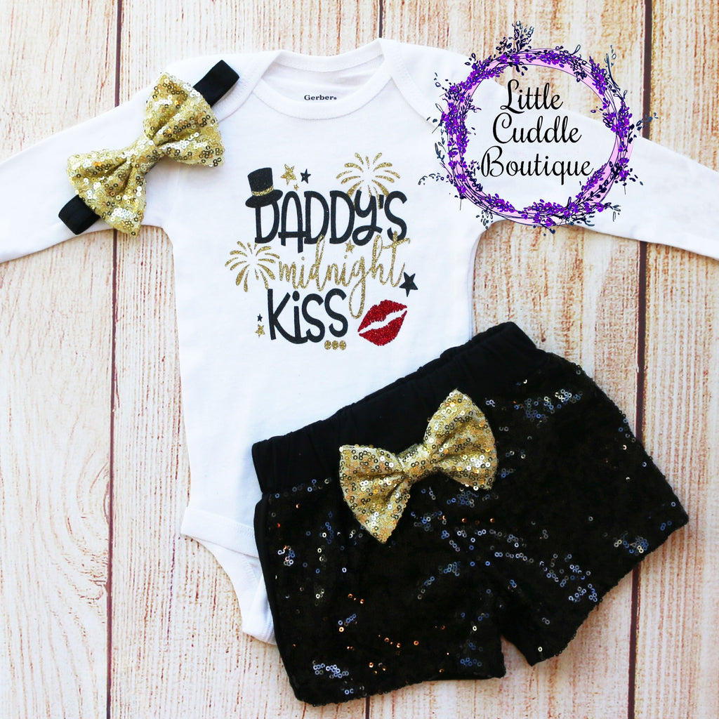 Daddy's Midnight Kiss Baby Shorts Outfit