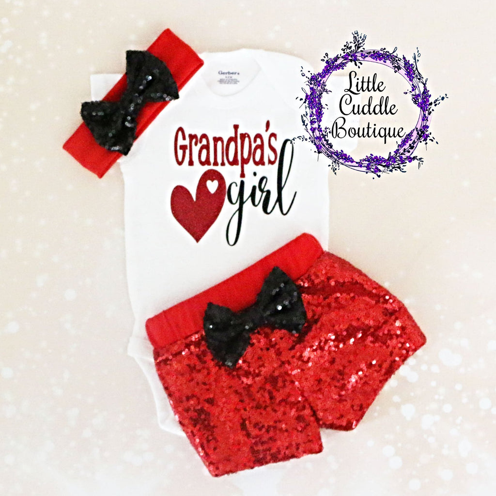 Grandpa's Girl Baby Shorts Outfit