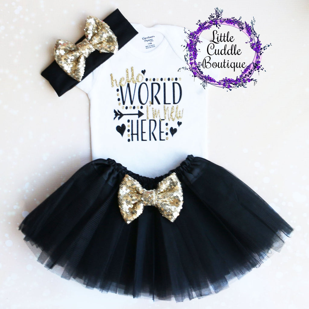Hello World I'm New Here Baby Tutu Outfit