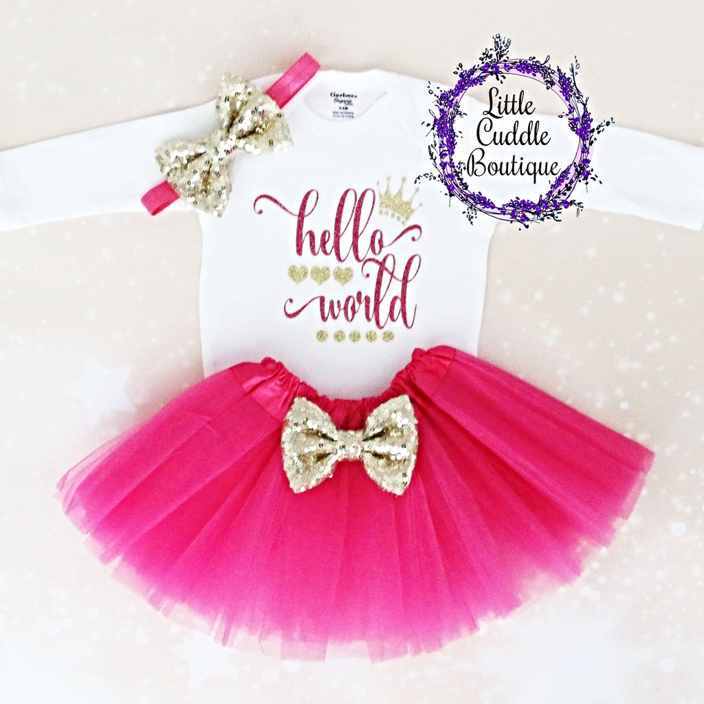 Hello World Baby Tutu Outfit