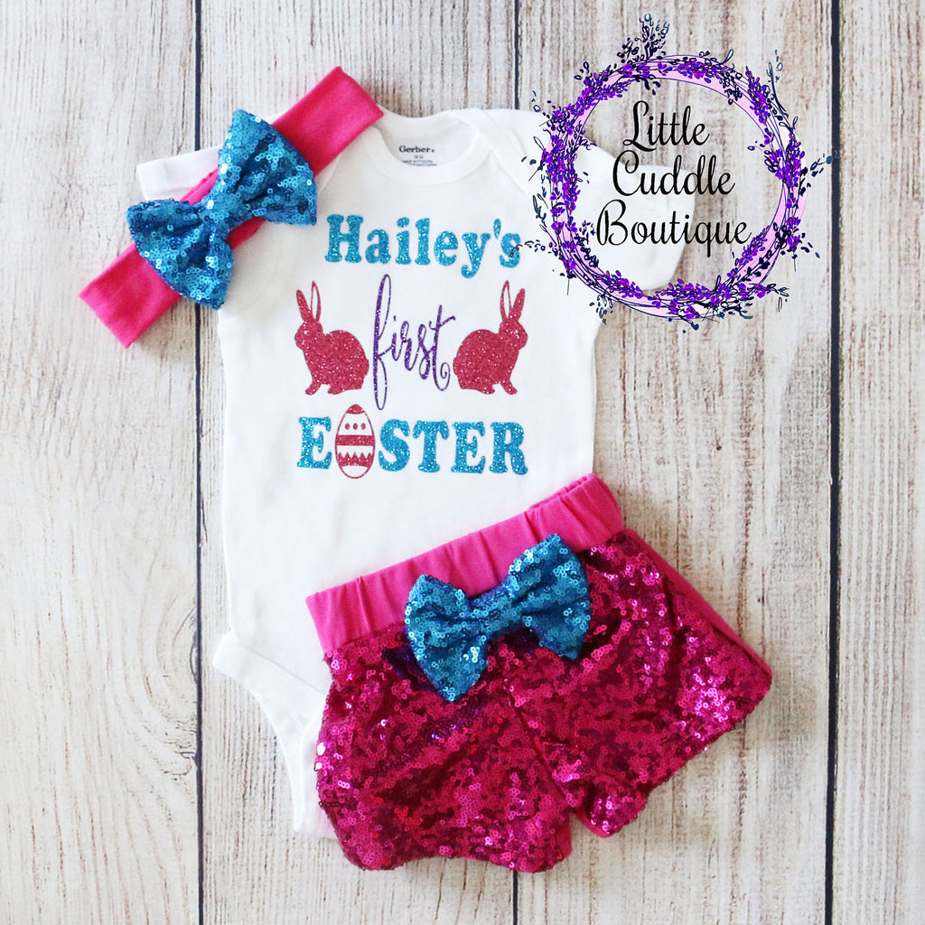 Personalized First Easter Shorts Outfit