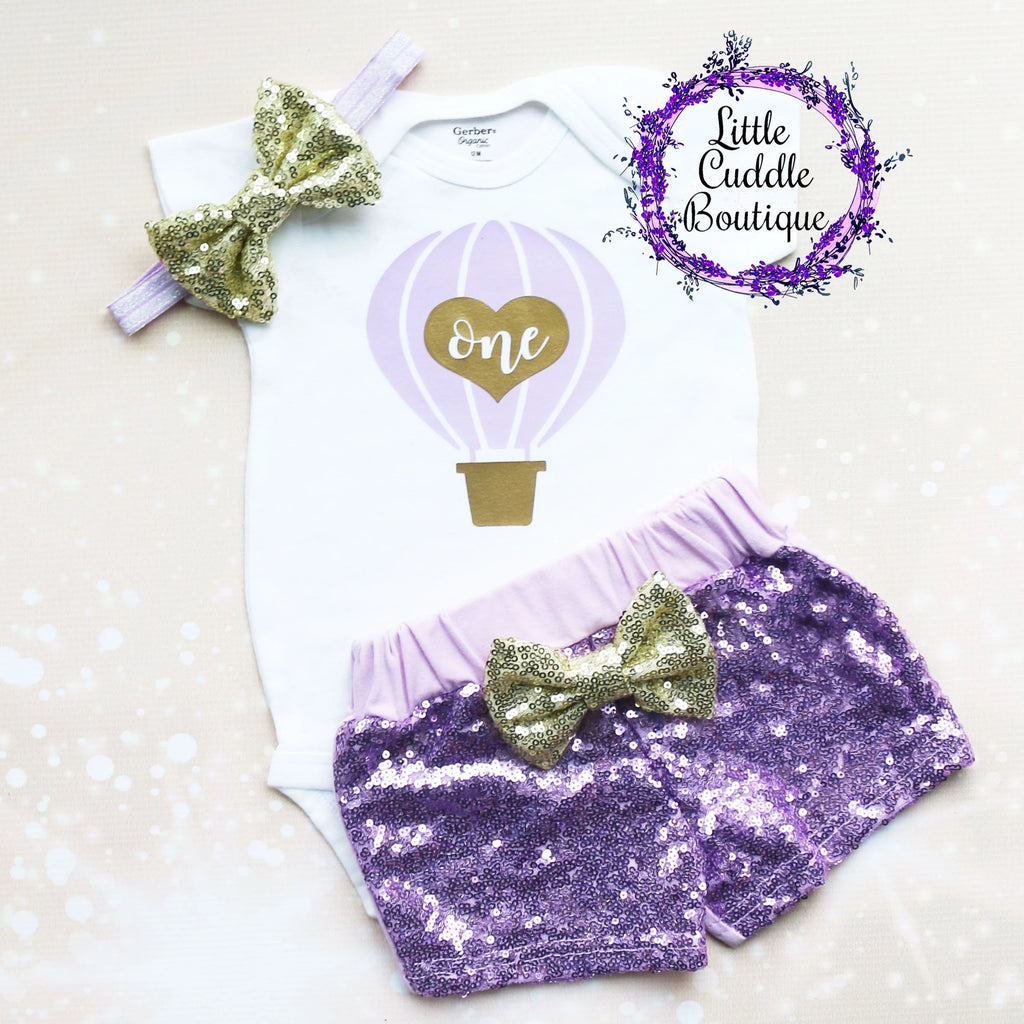 Hot Air Balloon First Birthday Shorts Outfit