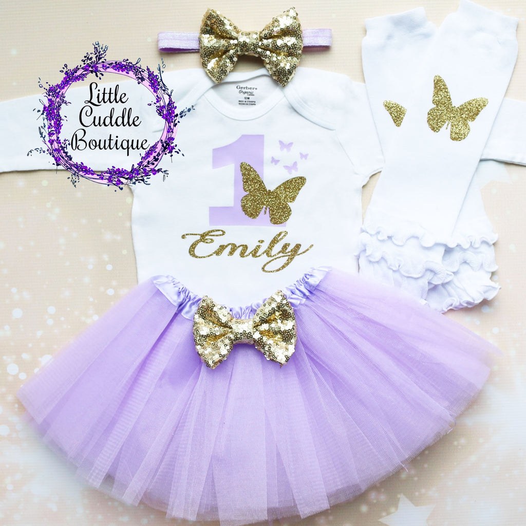 Personalized Butterfly First Birthday Tutu Outfit