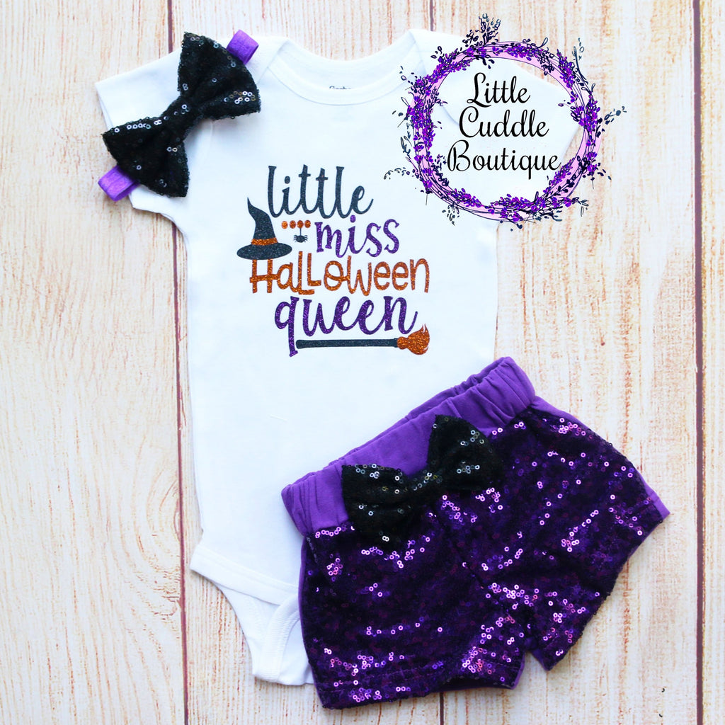 Little Miss Halloween Queen Baby Shorts Outfit