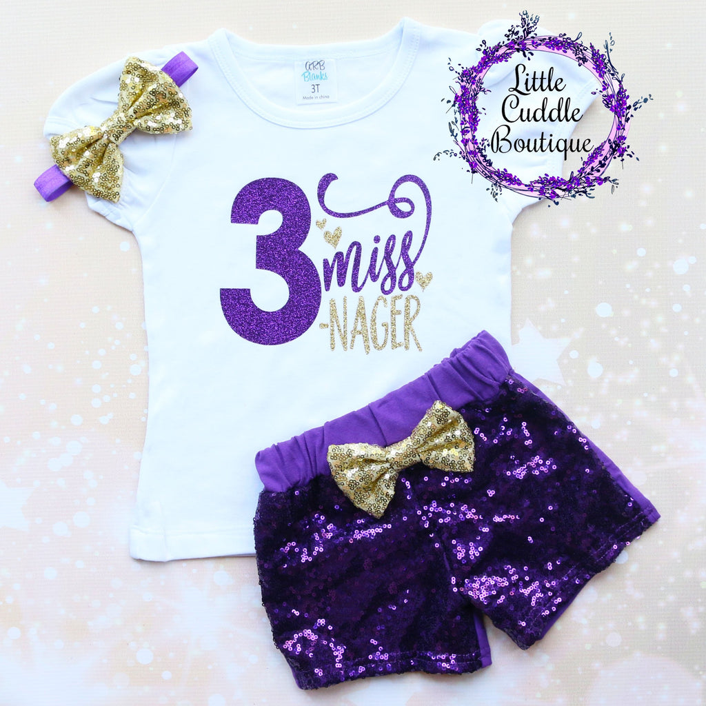 Miss 3-Nager Third Birthday Shorts Outfit