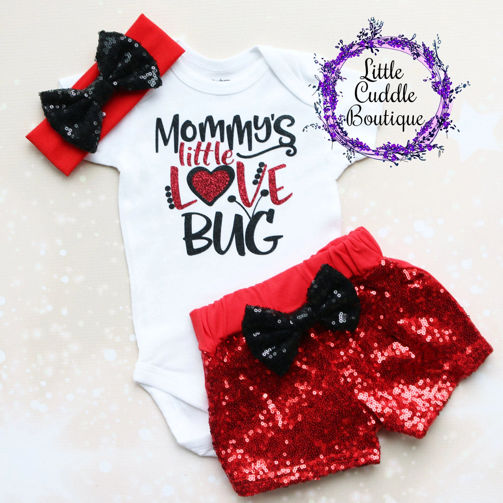 Mommy's Little Love Bug Baby Shorts Outfit