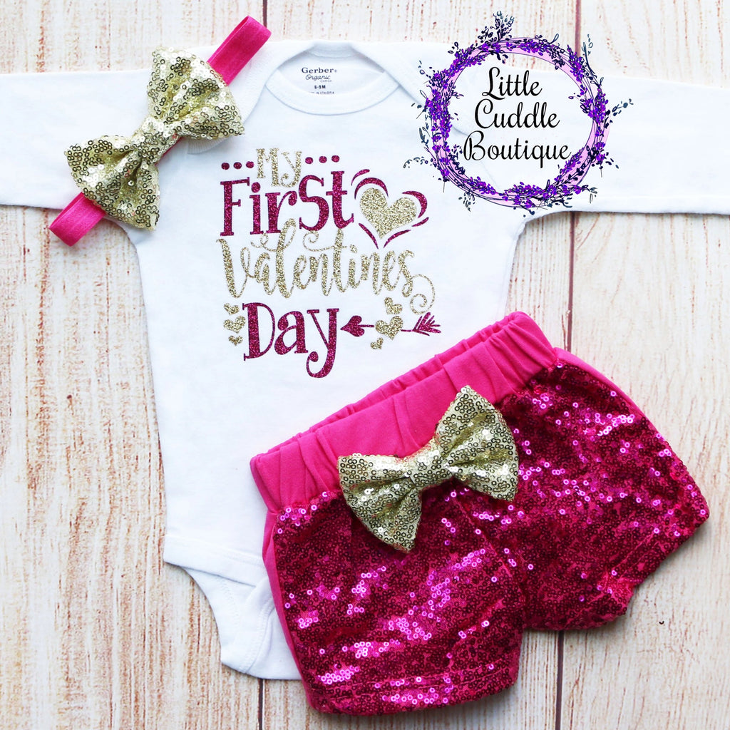 My First Valentines Shorts Outfit
