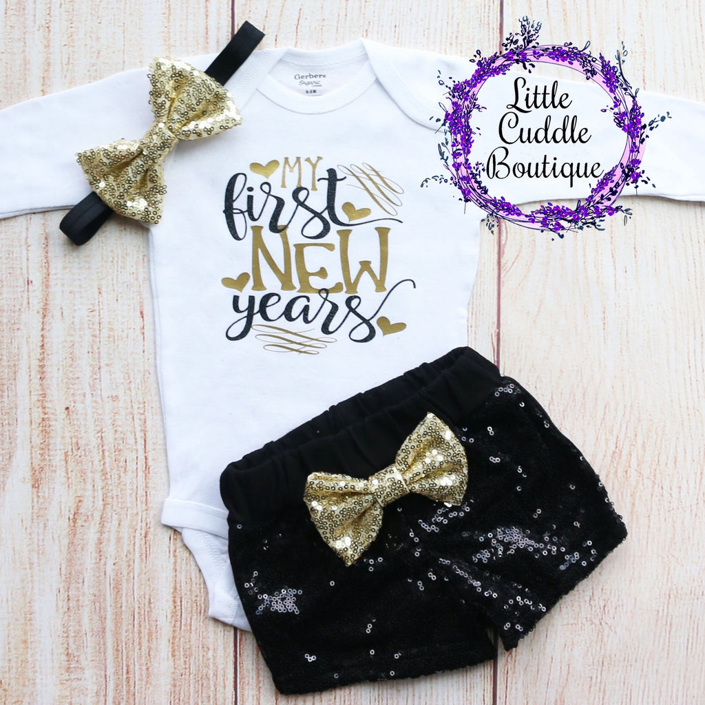 My First New Year's Baby Shorts Outfit