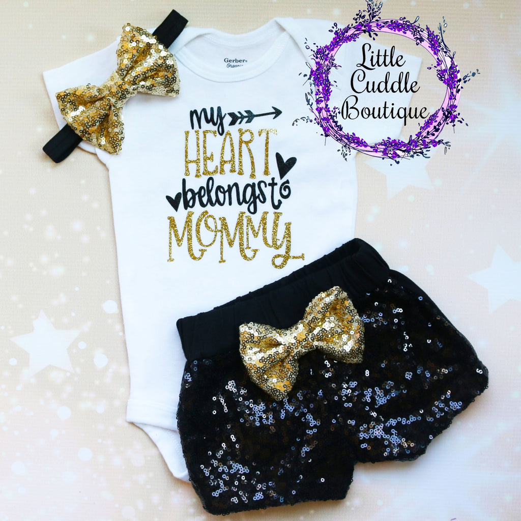 My Heart Belongs To Mommy Baby Shorts Outfit