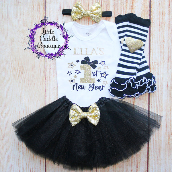 infant new years dress Personalized First Year's Baby Tutu Outfit-Little Cuddle Boutique Top Only-Short Sleeve / 6-9 Months Black Asymmetrical Gown - Baby shower gift weekend_starts_now Color:Aqua/Navy Ombre