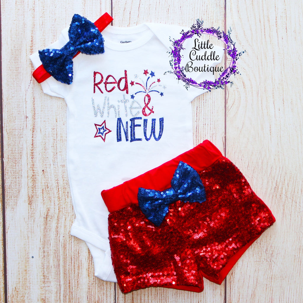 Red White & New First Fourth of July Baby Outfit