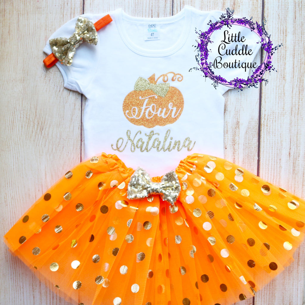 Personalized Toddler Pumpkin Birthday Tutu Outfit (Any Age)