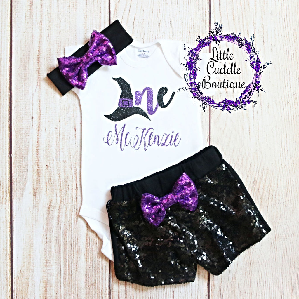 Personalized Witch First Birthday Shorts Outfit