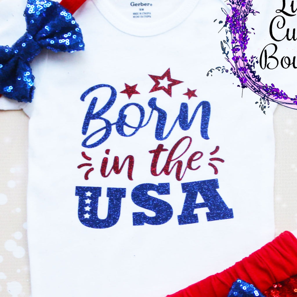Born In The USA Fourth of July Baby Shorts Outfit