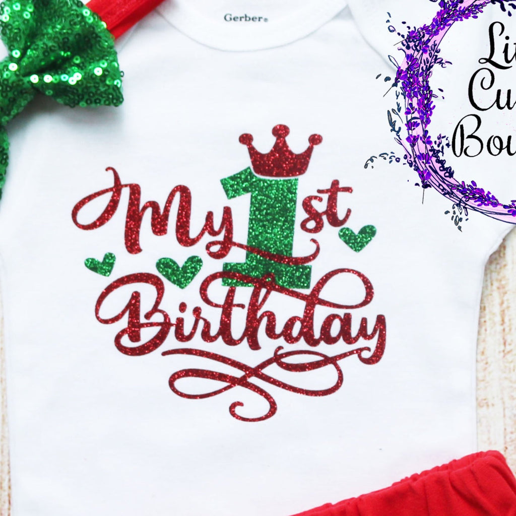 Christmas 1st Birthday Shorts Outfit