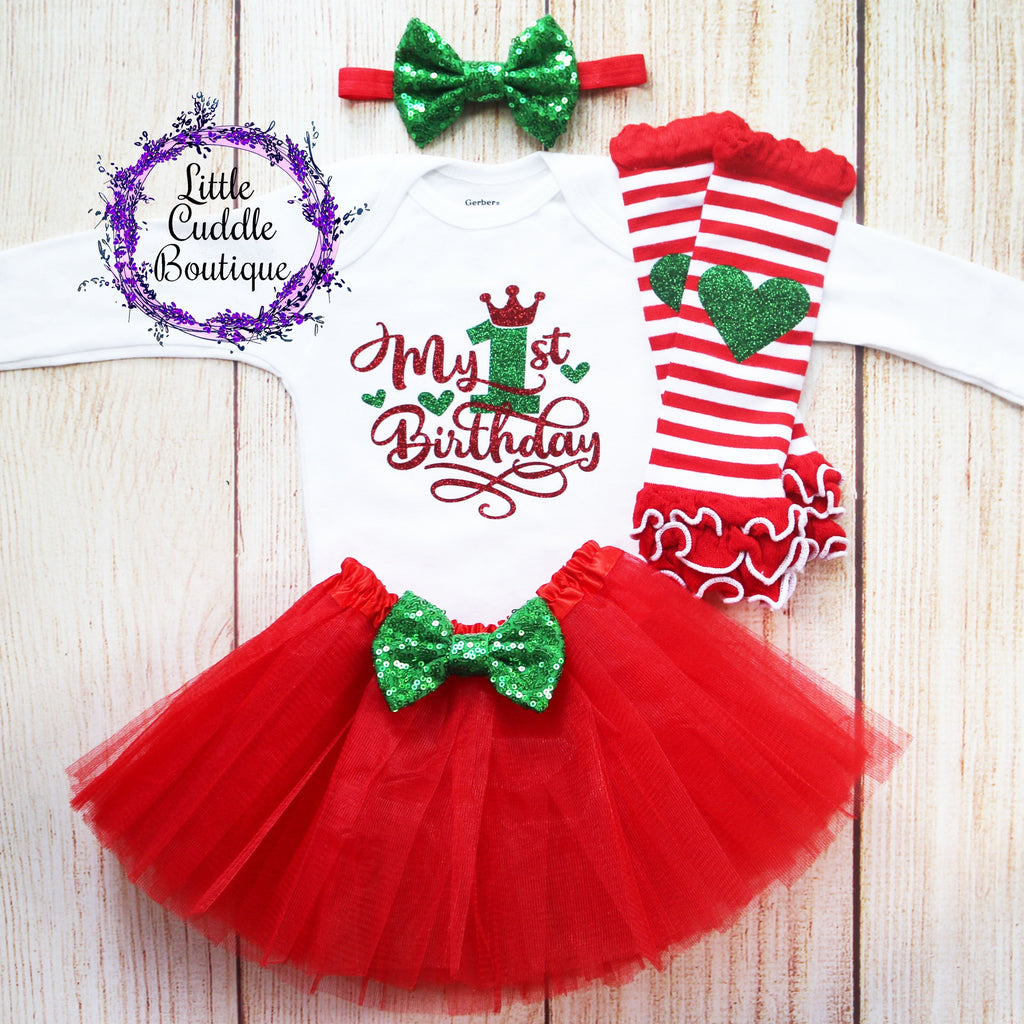 My First Birthday Christmas Baby Tutu Outfit