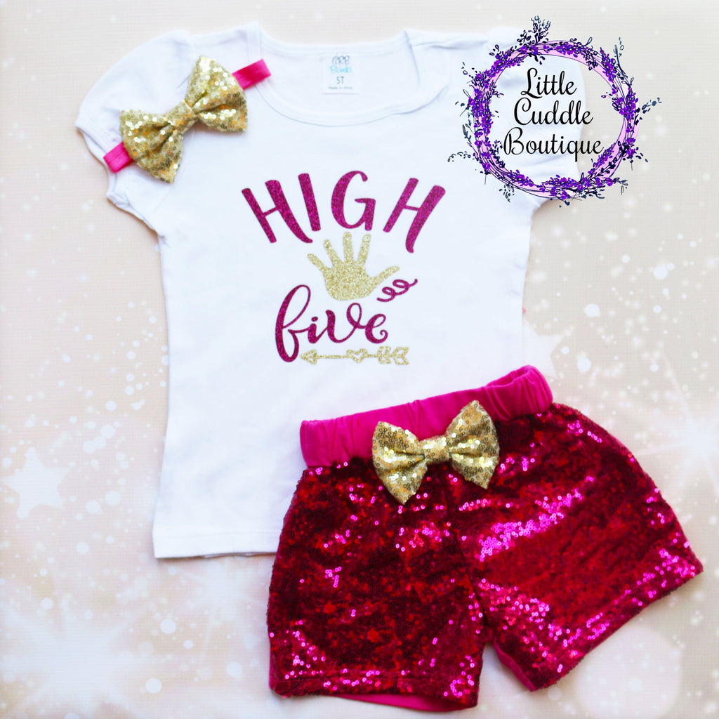 High Five 5th Birthday Shorts Outfit