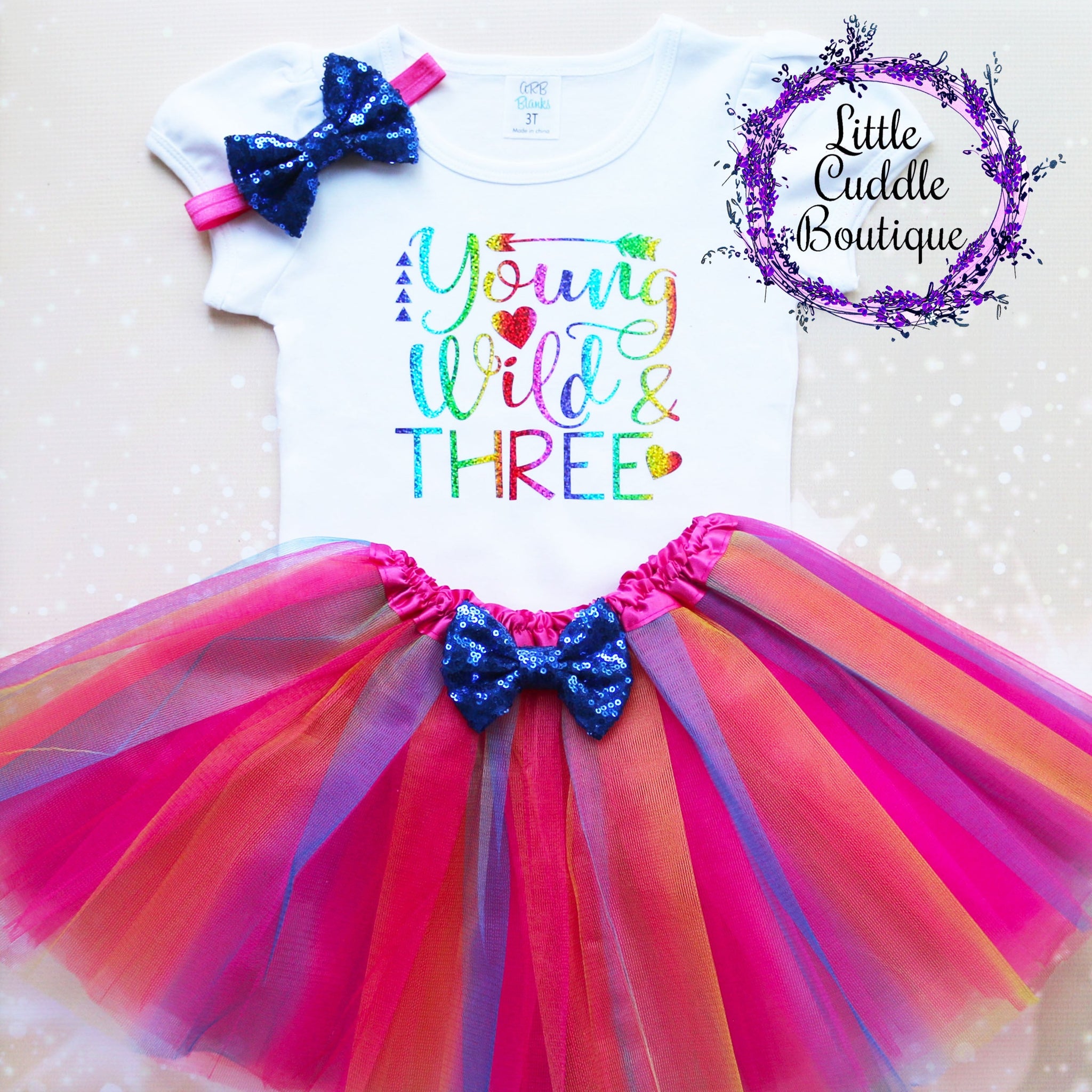 Young Wild And Three Birthday Tutu Outfit-Little Cuddle Boutique Young Wild And Three Birthday Tutu Outfit-Little Cuddle Boutique