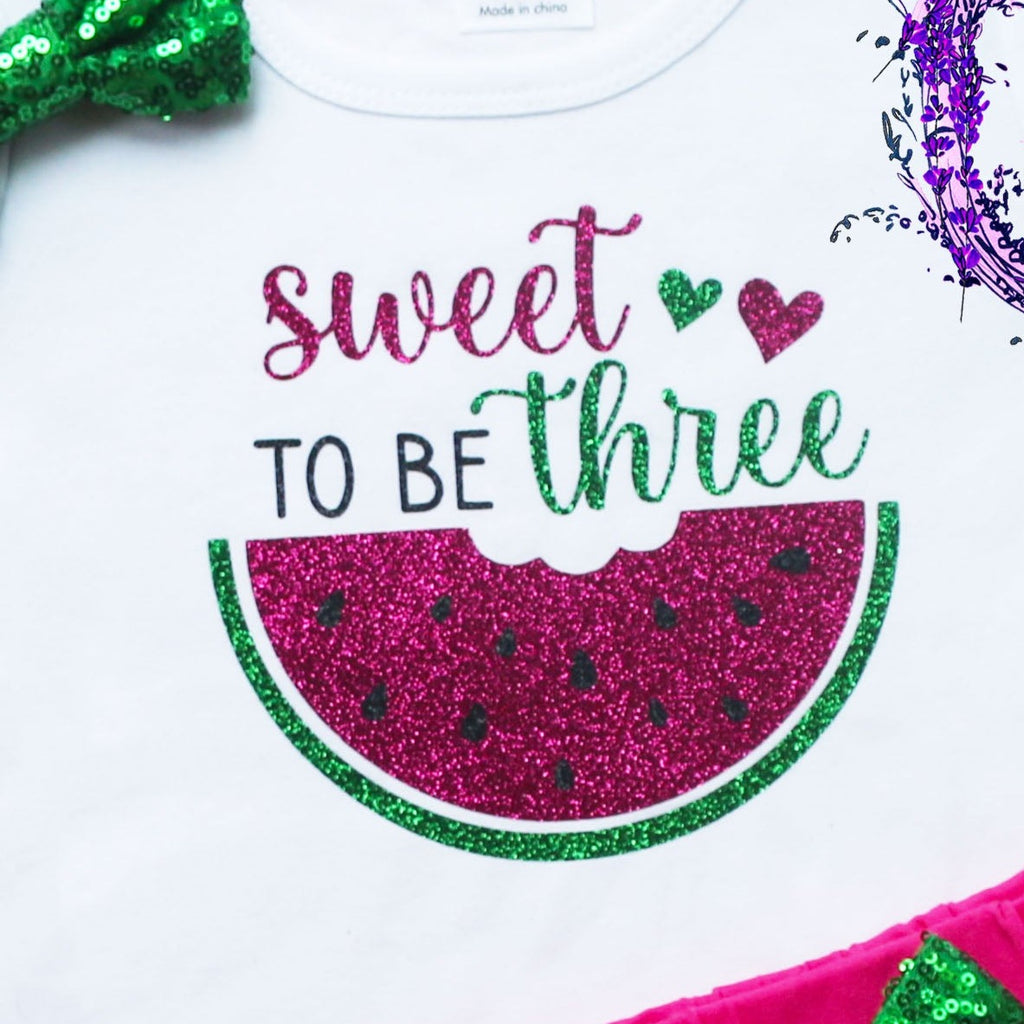 Sweet To Be Three Watermelon Birthday Shorts Outfit