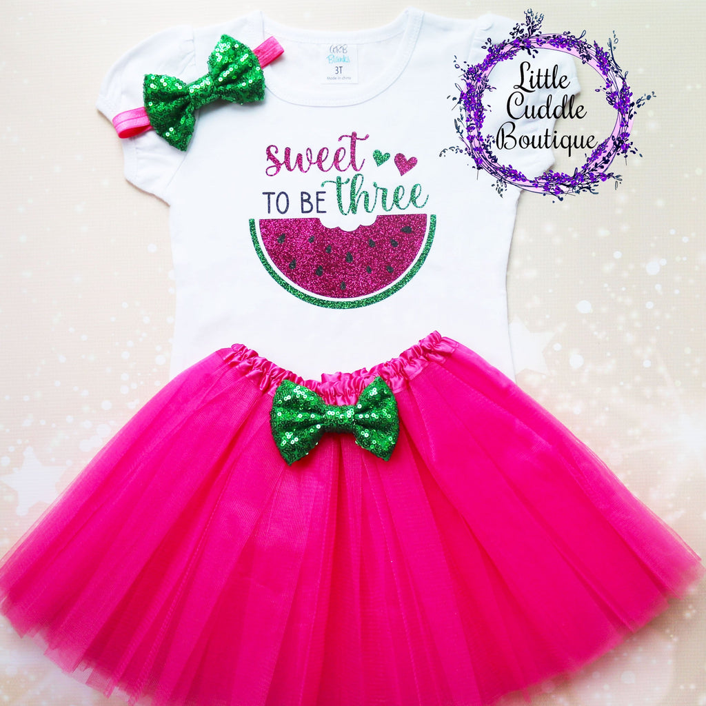 Sweet To Be Three Watermelon Birthday Tutu Outfit