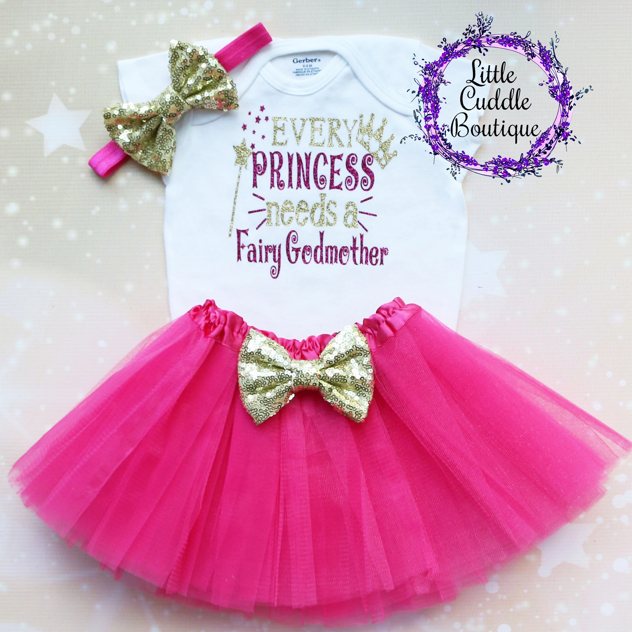 Every Princess Needs A Fairy Godmother Baby Tutu Outfit-Little Cuddle Boutique Complete Outfit-Long Sleeve / Newborn