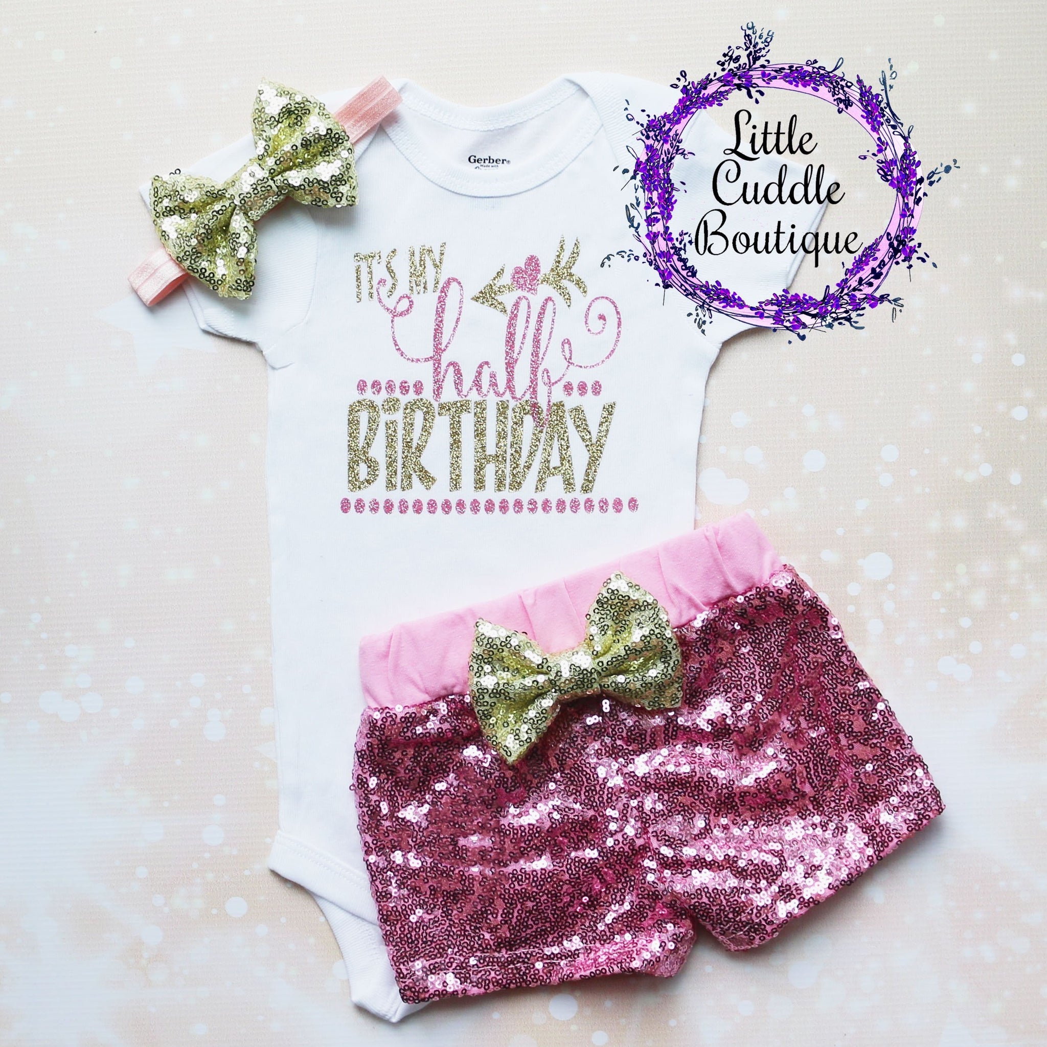 It's My Half Birthday Baby Shorts Outfit-Little Cuddle Boutique It's My Half Birthday Baby Shorts Outfit-Little Cuddle Boutique