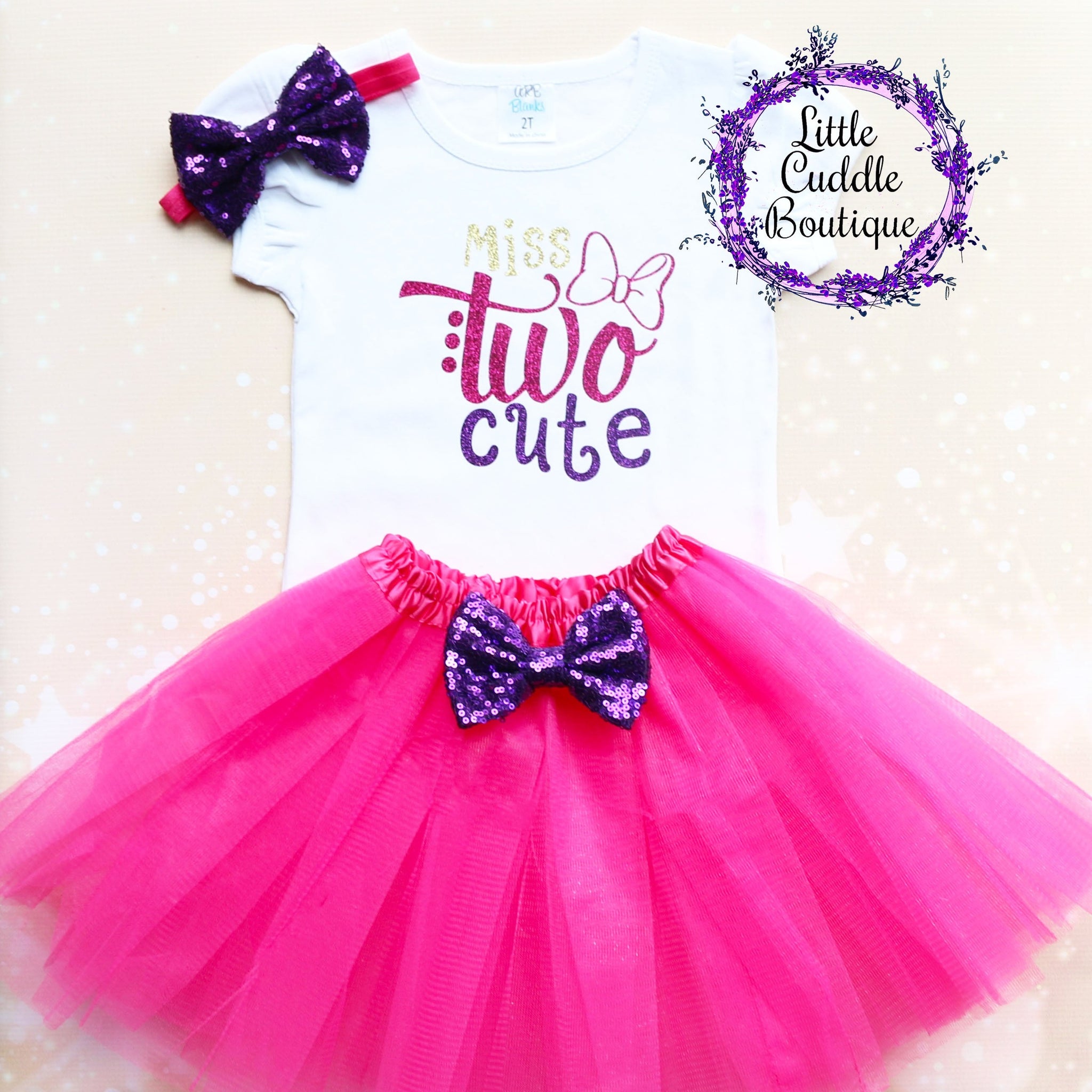 Miss Two Cute 2nd Birthday Tutu Outfit-Little Cuddle Boutique Puff Sleeve Shirt Only-Short Sleeve / 5T Miss Two Cute 2nd Birthday Tutu Outfit-Little Cuddle Boutique Puff Sleeve Shirt Only-Short Sleeve / 5T