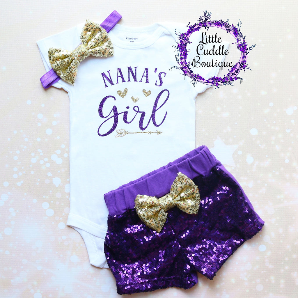 Nana's Girl Baby Shorts Outfit