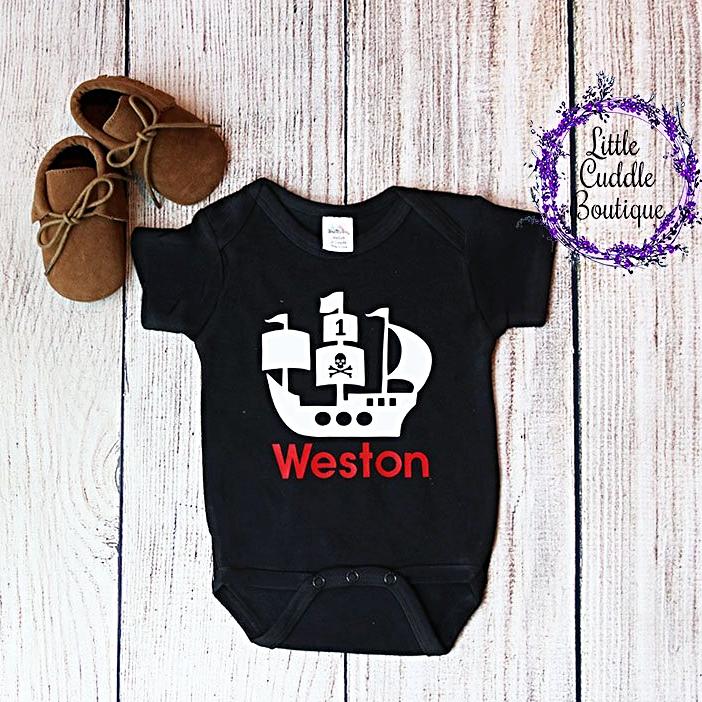 Personalized Pirate First Birthday One Piece