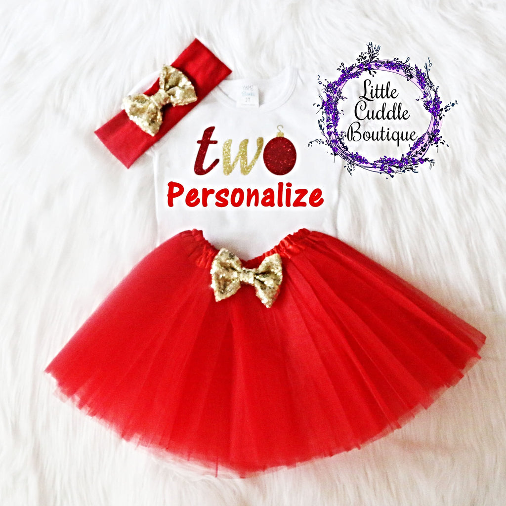 Personalized 2nd Christmas Birthday Tutu Outfit