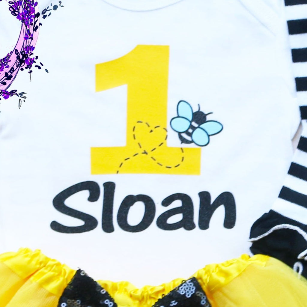 Personalized Bumble Bee Birthday Tutu Outfit