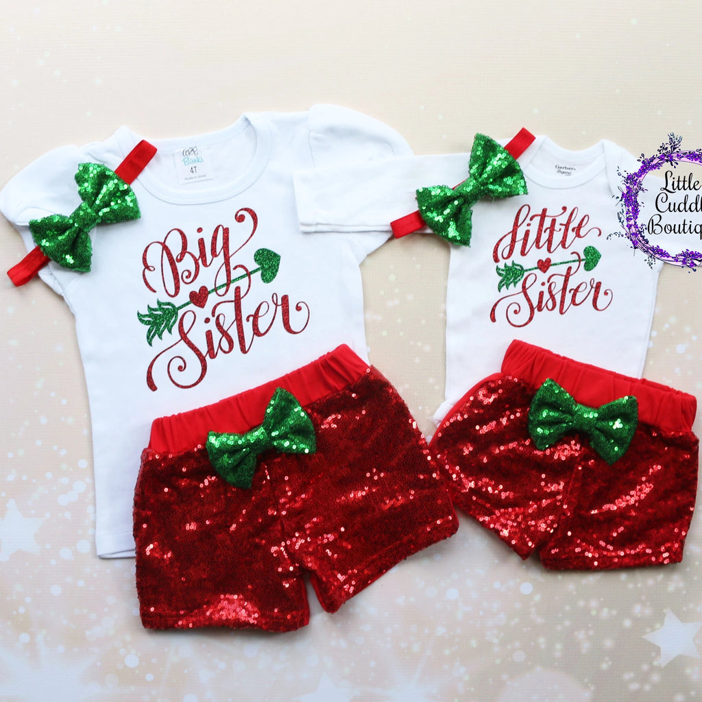 Big Sister Little Sister Christmas Shorts Outfits