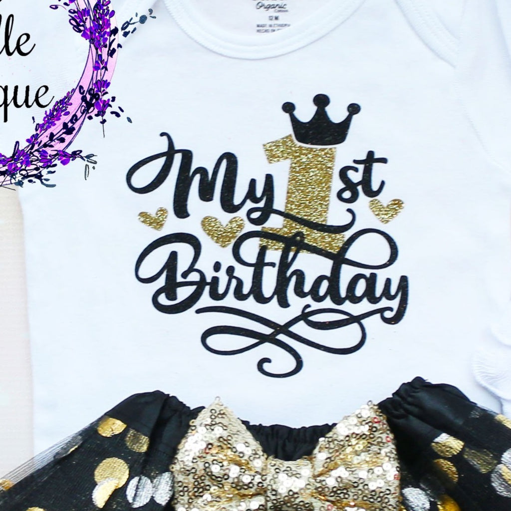 Black And Gold First Birthday Tutu Outfit