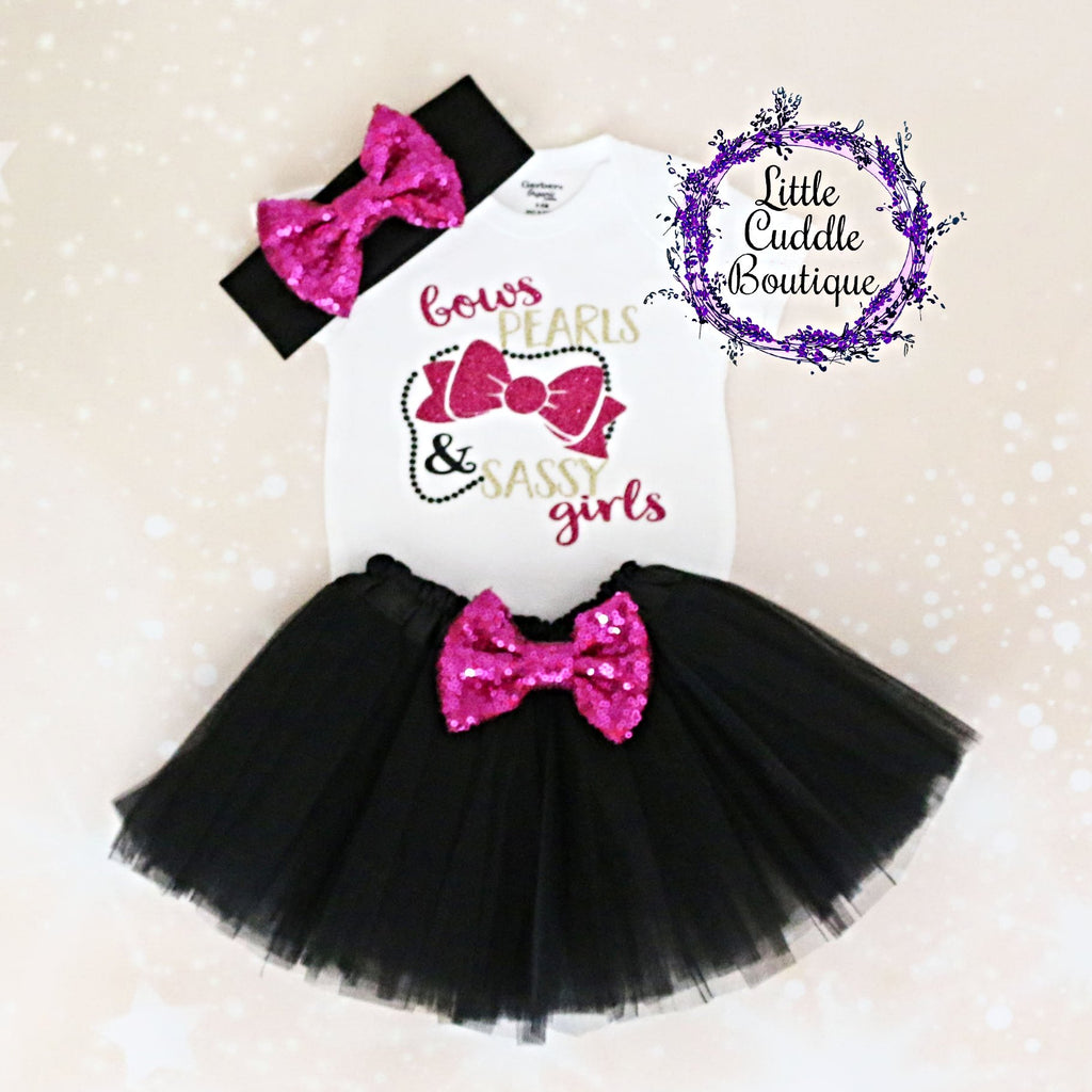 Bows Pearls And Sassy Girls Baby Tutu Outfit
