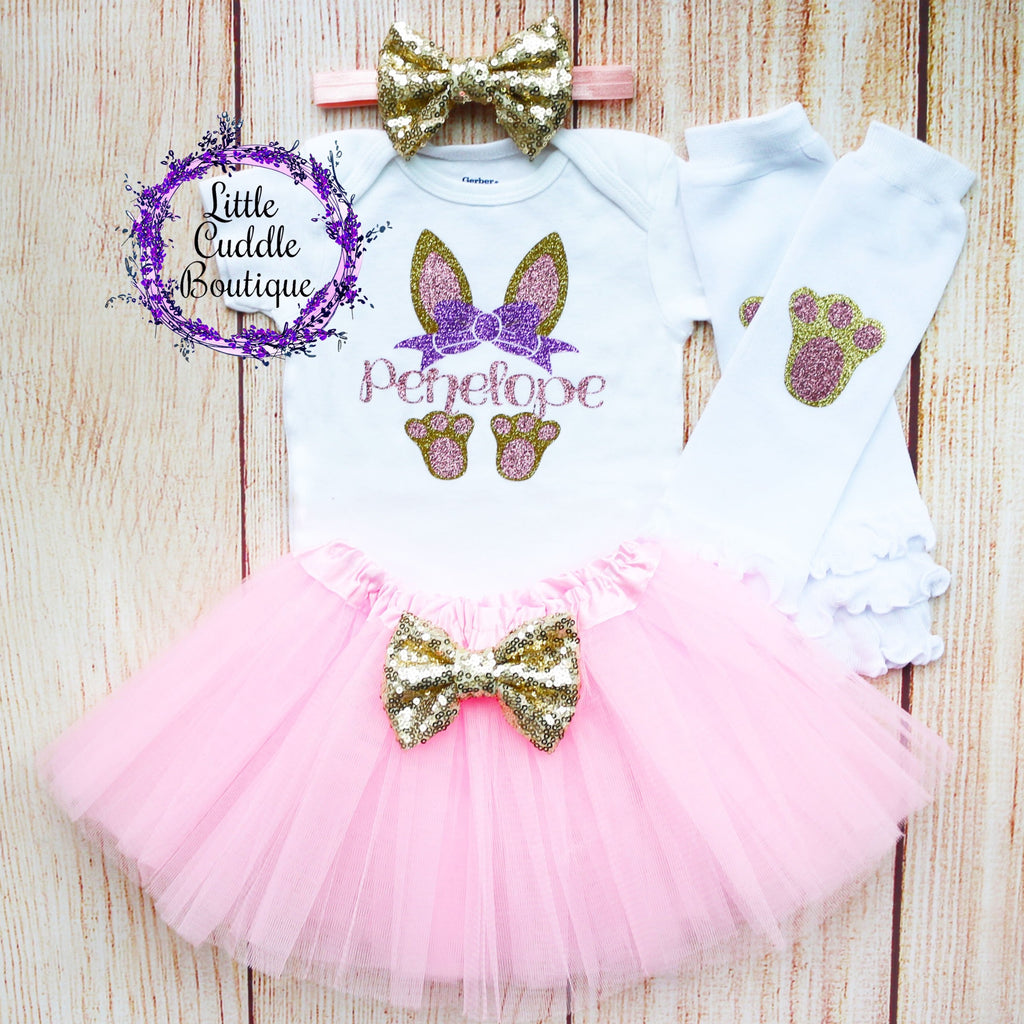 Personalized Bunny Ears Easter Outfit