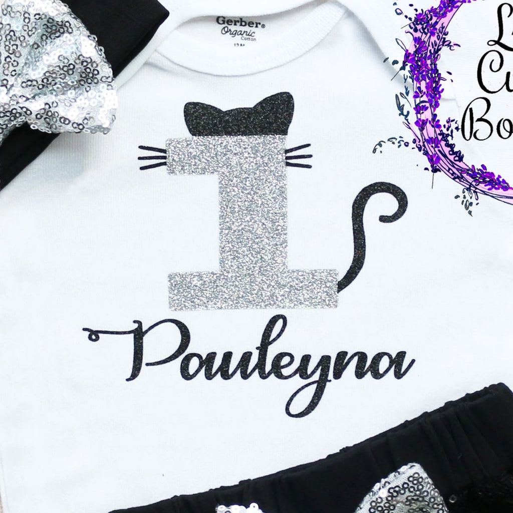 Personalized Cat Birthday Shorts Outfit