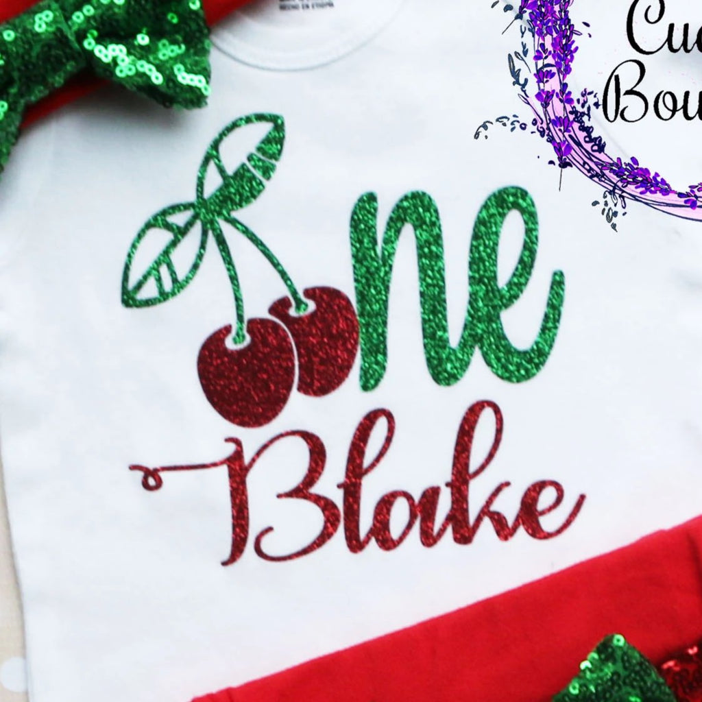 Personalized Cherry First Birthday Shorts Outfit