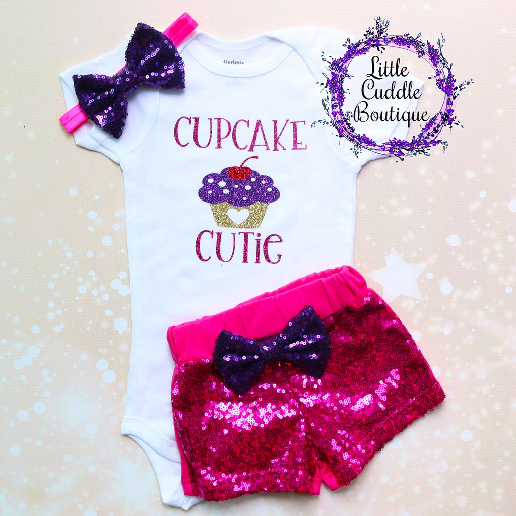 Cupcake Cutie Baby Shorts Outfit