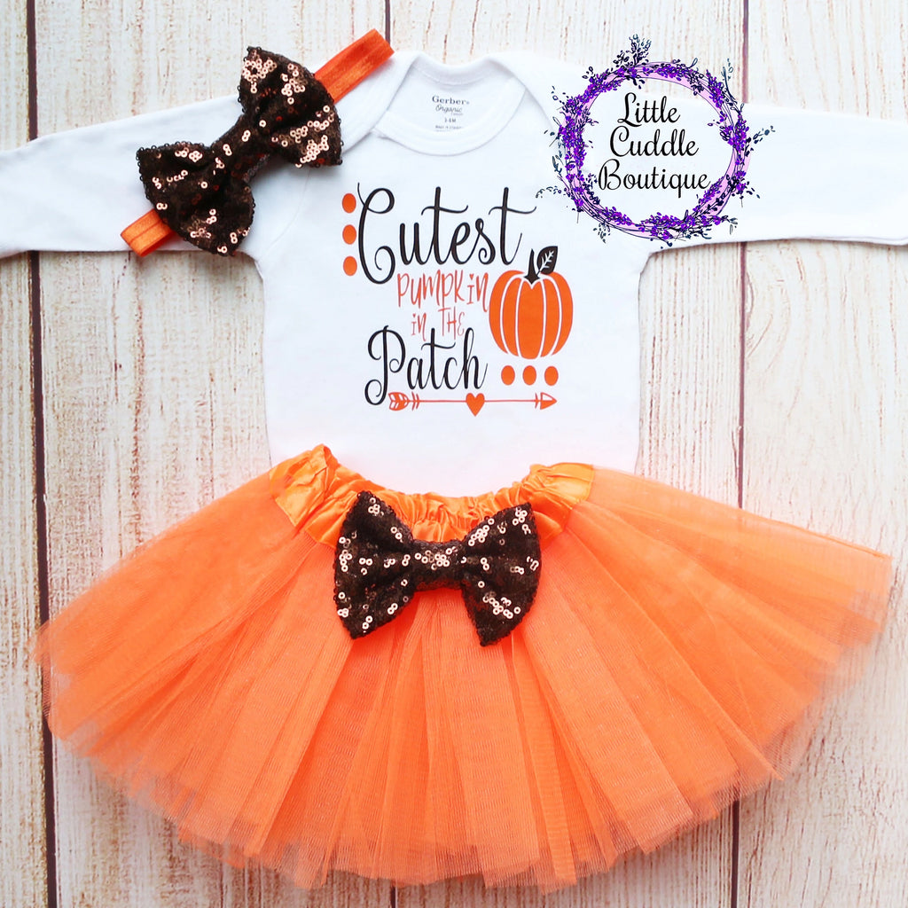 Cutest Pumpkin In The Patch Thanksgiving Baby Tutu Outfit