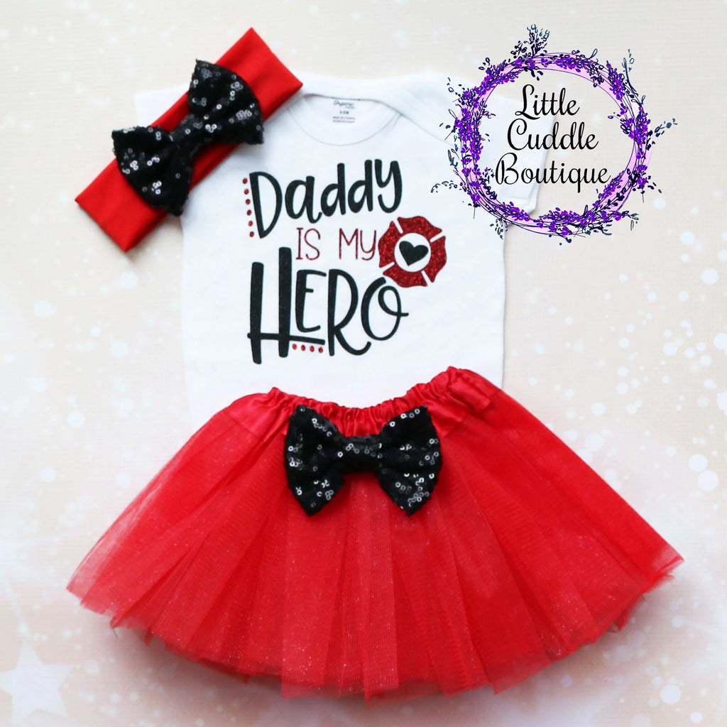Daddy Is My Hero Firefighter Tutu Outfit