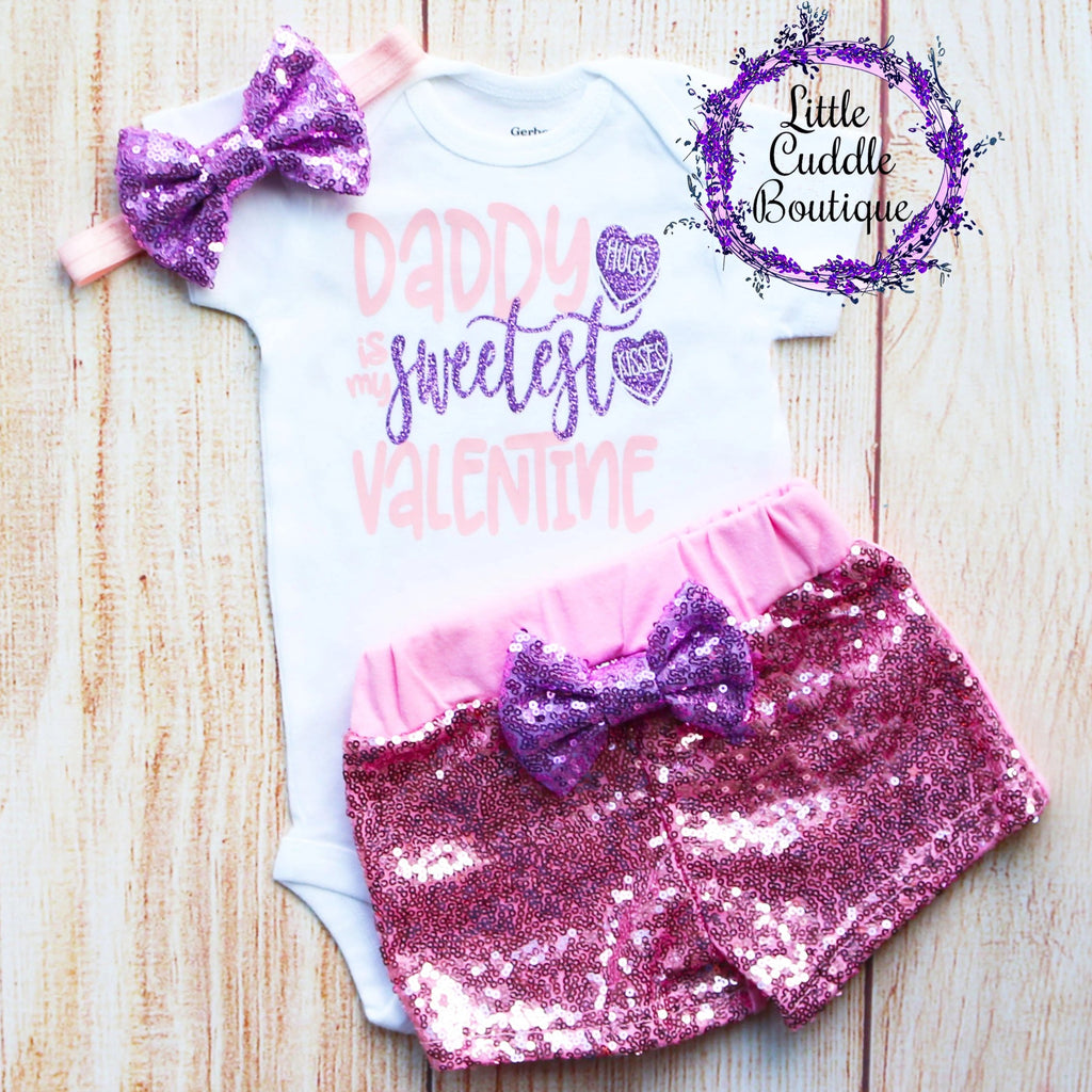 Daddy Is My Sweetest Valentine Shorts Outfit