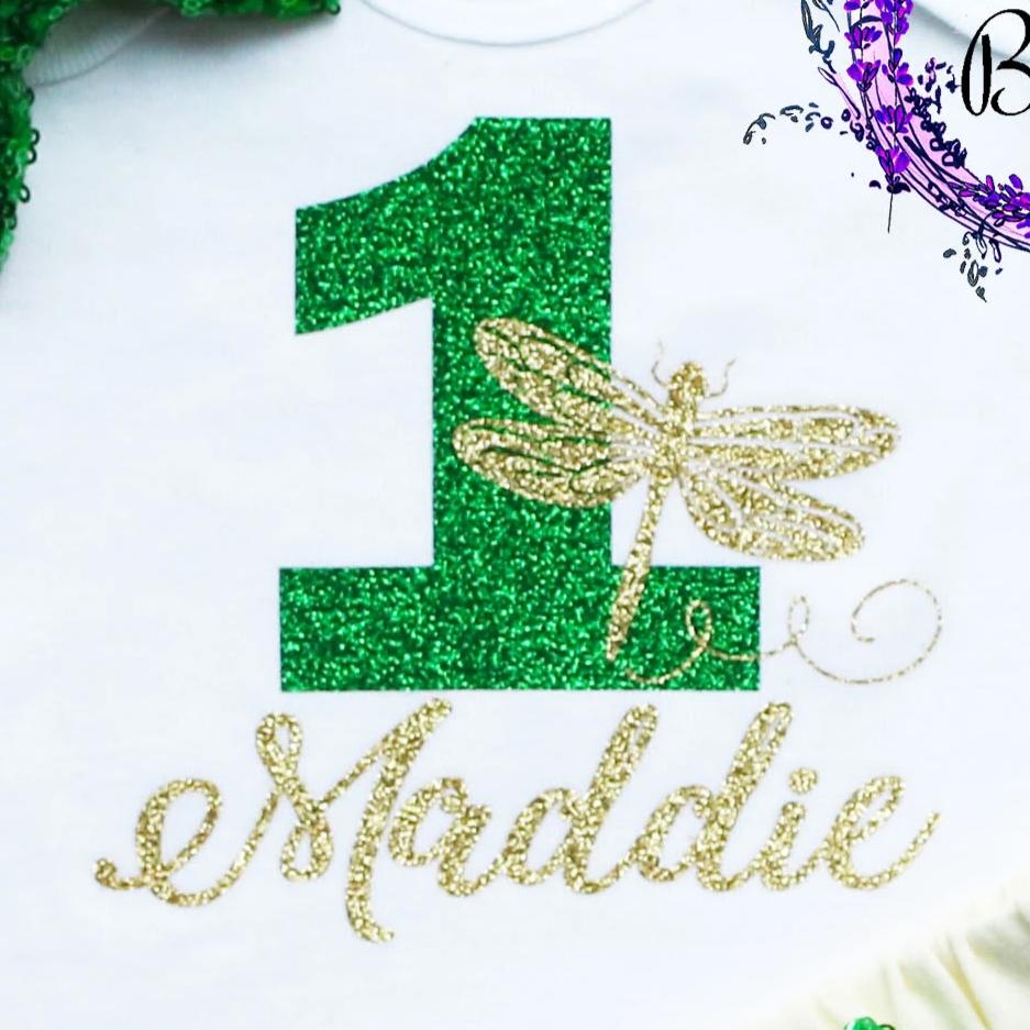 Personalized Dragonfly First Birthday Shorts Outfit