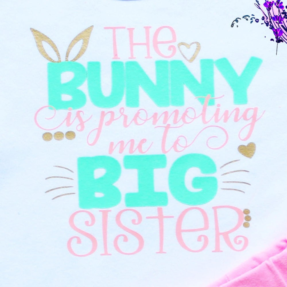 The Bunny Is Promoting Me To Big Sister Toddler Easter Shorts Outfit