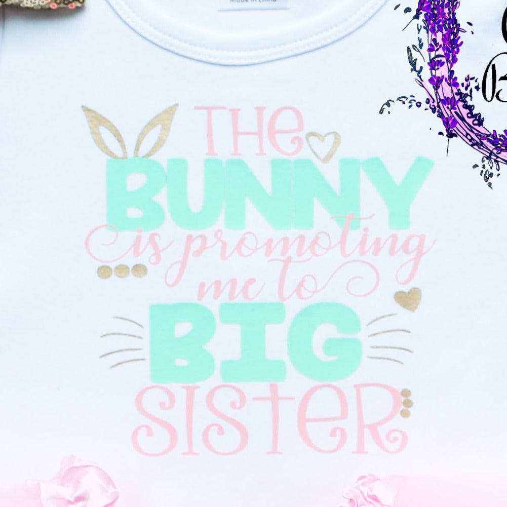 The Bunny Is Promoting Me To Big Sister Toddler Easter Tutu Outfit