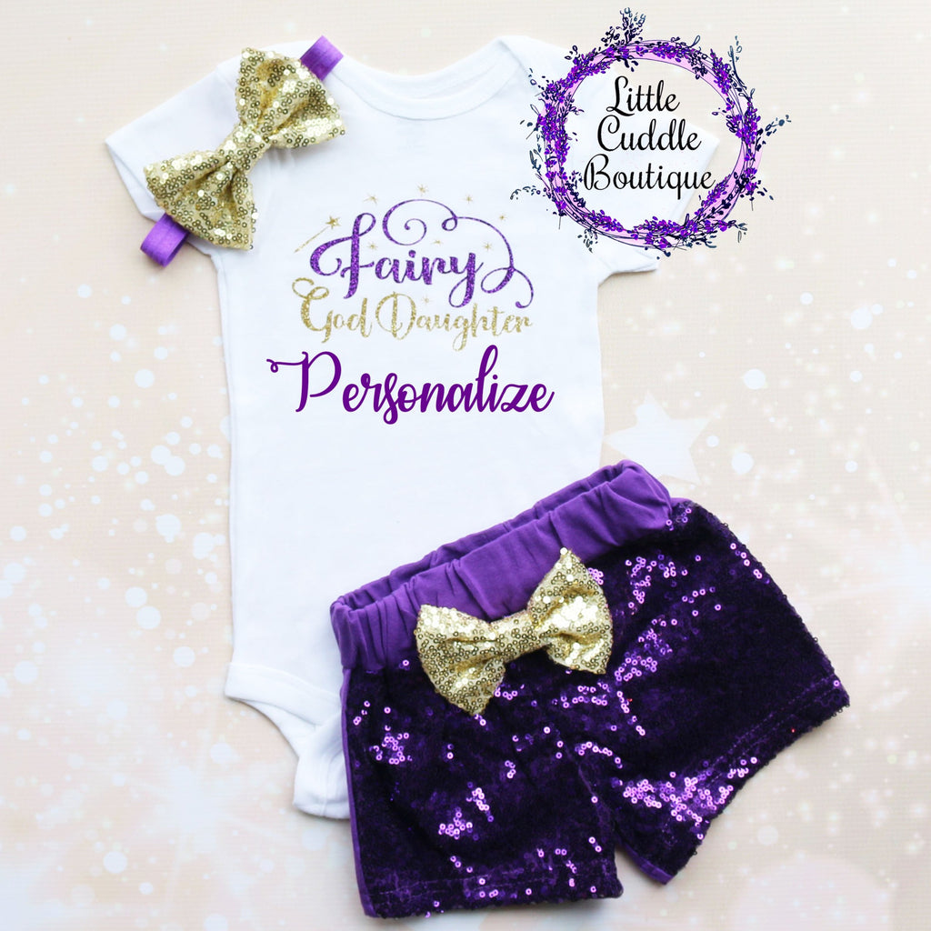 Personalized Fairy God Daughter Baby Shorts Outfit
