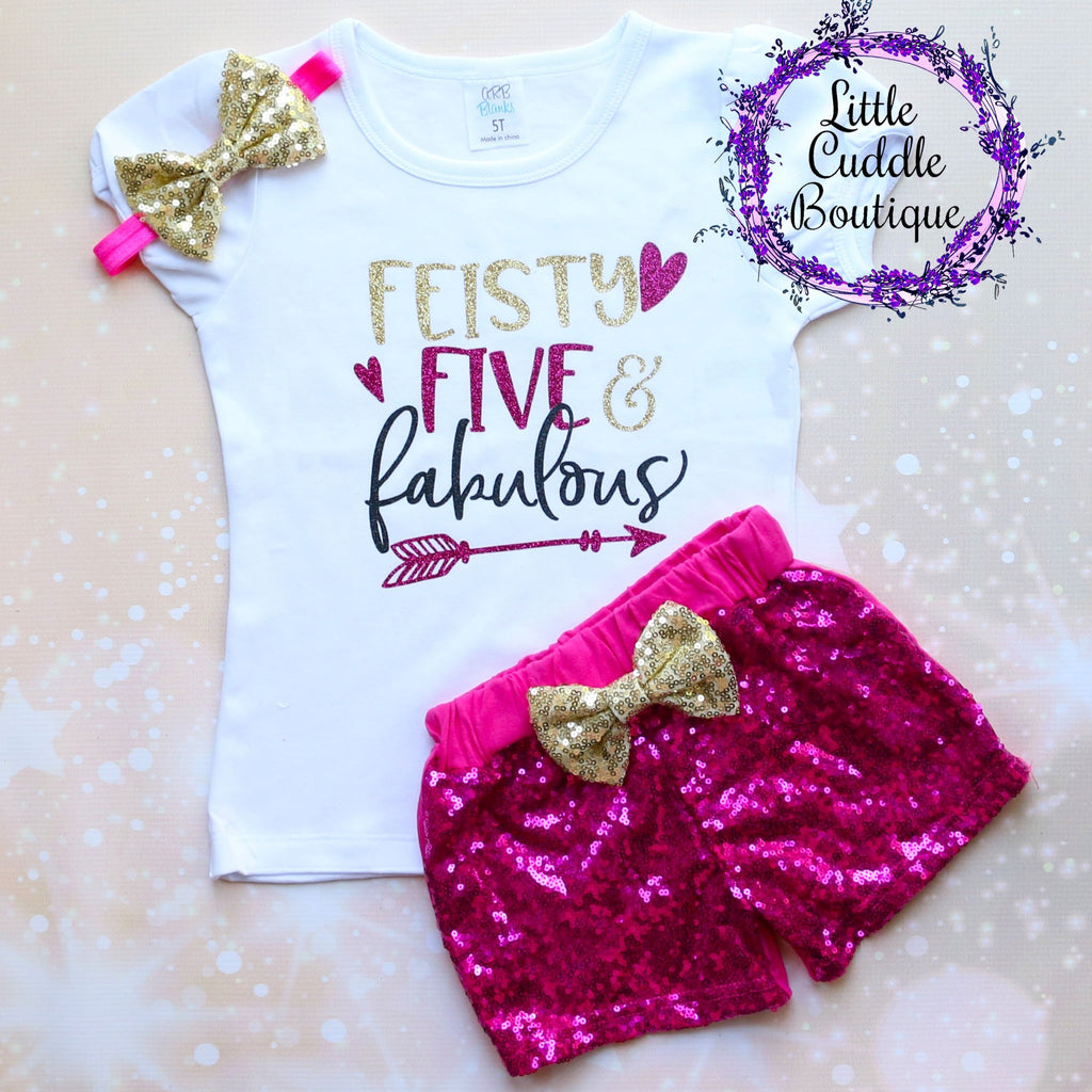 Feisty Five & Fabulous 5th Birthday Shorts Outfit