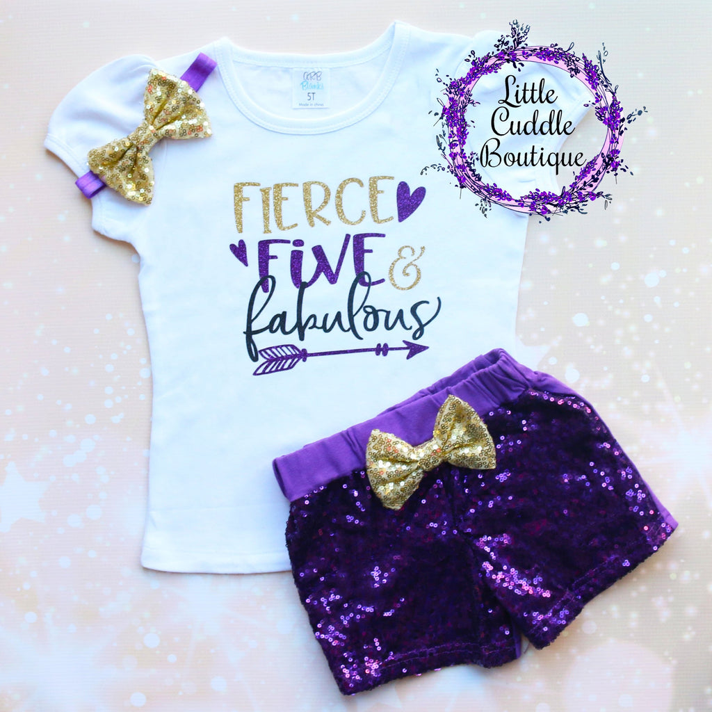 Fierce Five & Fabulous 5th Birthday Shorts Outfit