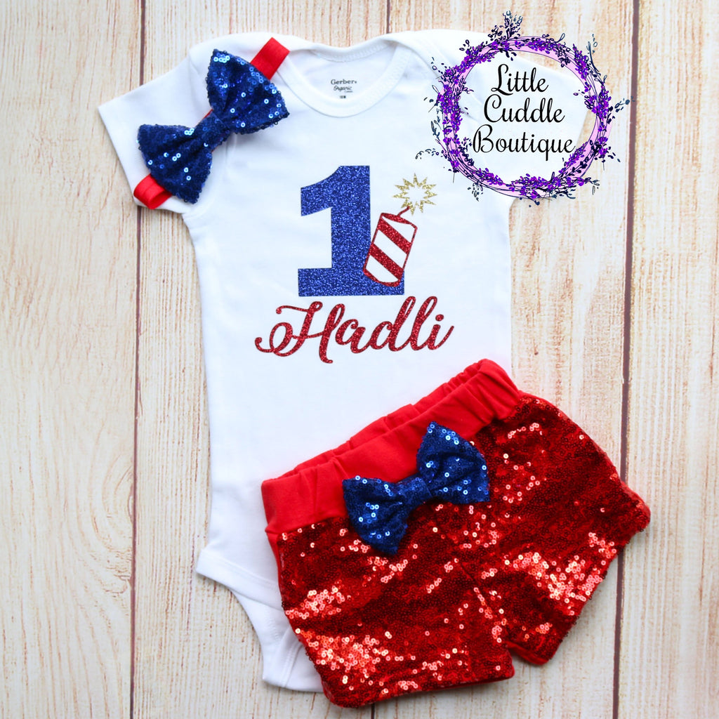 Personalized Fourth Of July Birthday Shorts Outfit